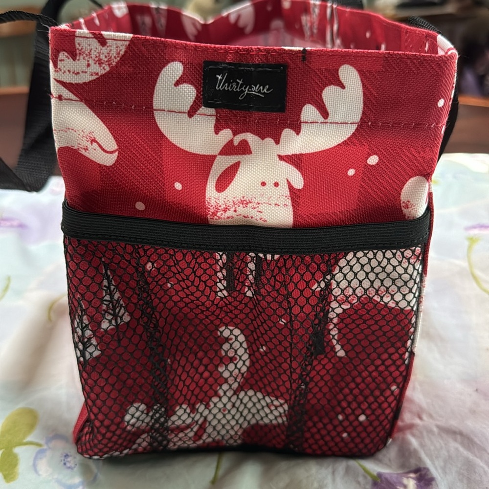 thirty-one Red and White Moose Print Tote - Picture 5 of 8